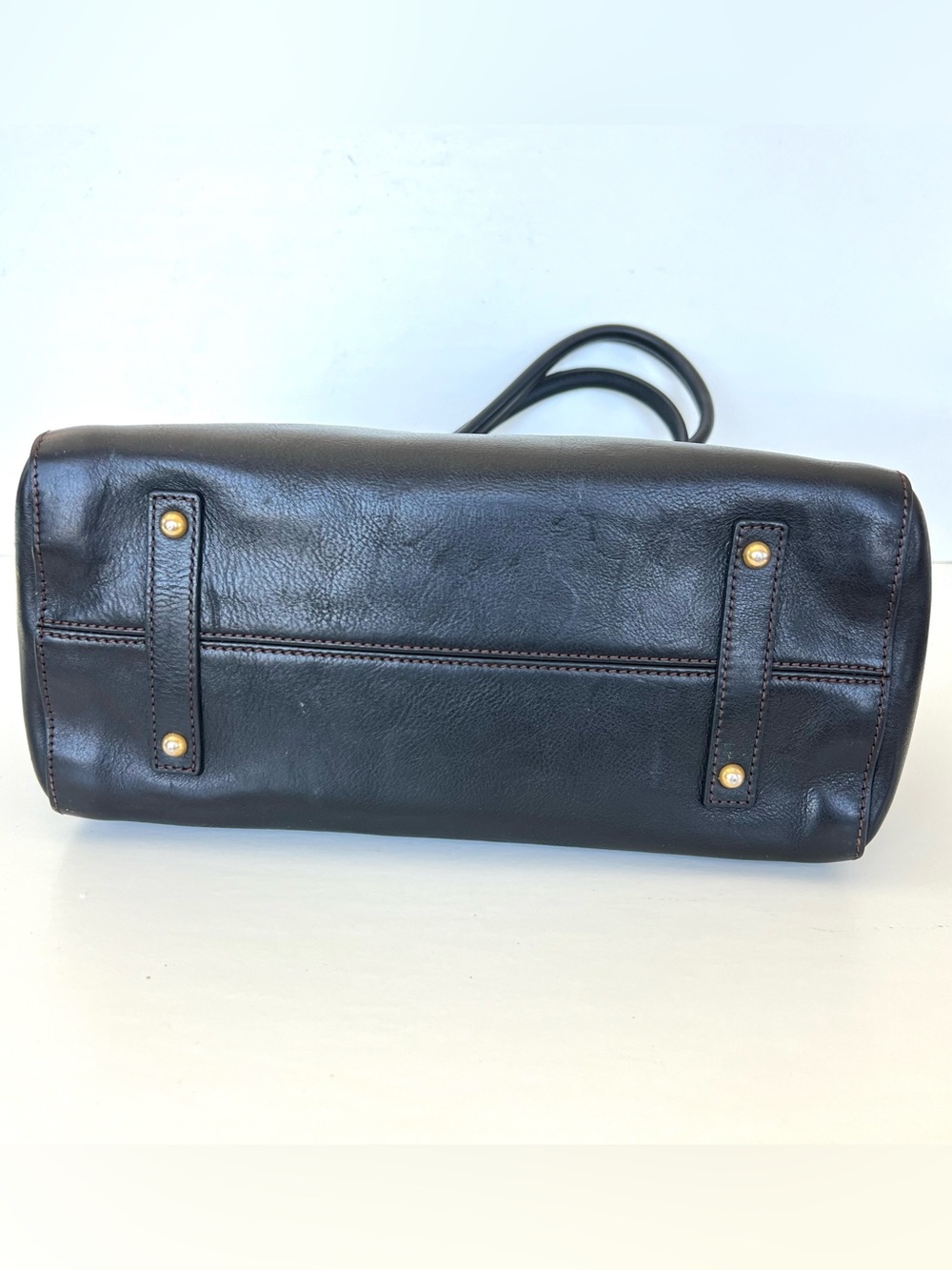 DOONEY & BOURKE Florentine Large Amelie Black Leather Logo Lock Shoulder Tote - Picture 7 of 15